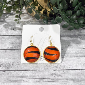 Cincinnati Bengals Tiger Striped Dangly Earrings (GOLD OR SILVER)
