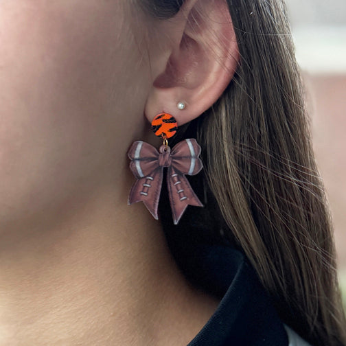 Cincinnati Bengals Earrings | Football Bow Earrings | Tiger Earrings | FENNO FASHION 