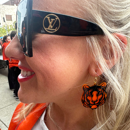 Cincinnati Bengals Earrings | Football  Earrings | Bengals Statement Earrings | Orange and Black Tiger Earrings | FENNO FASHION | Megan Fenno