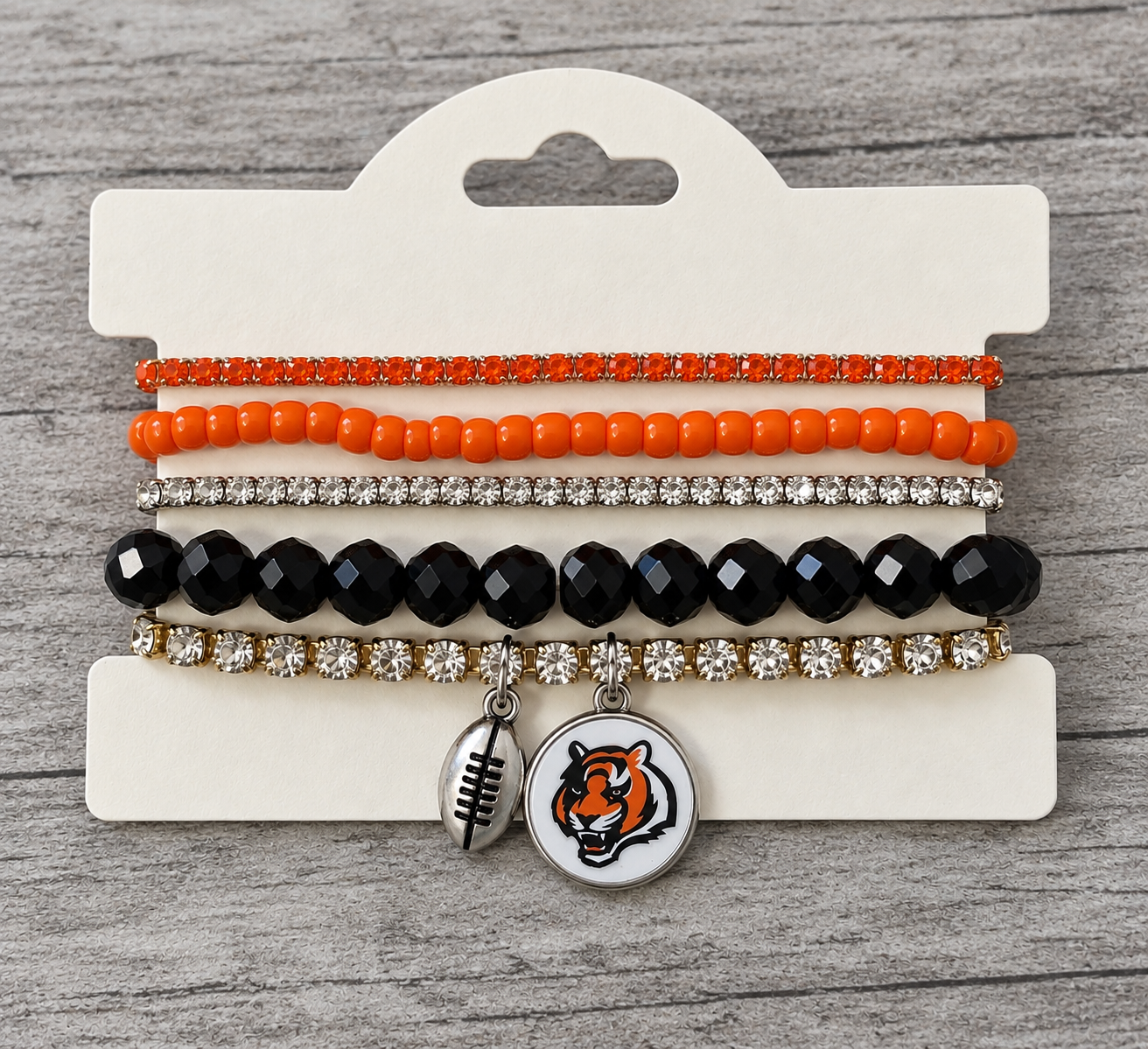 Cincinnati Bengals Jewelry | Bengals Stretch Bracelet | Cincinnati Bengals Bracelets | FENNO FASHION | Cincinnati Jewelry | Cincinnati Jewelry Designer 