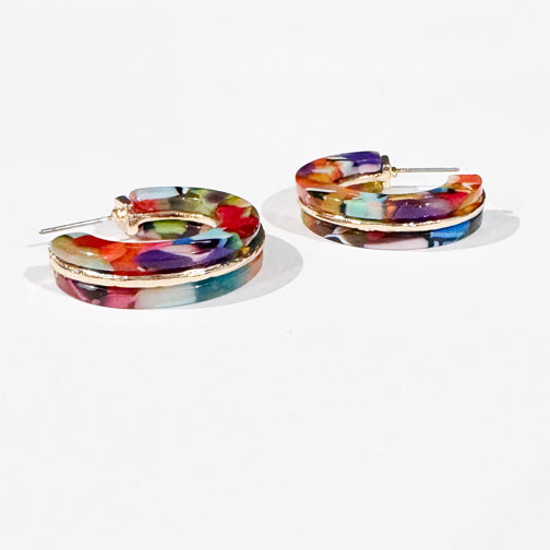 Colorful Hoop Earrings | Resin Hoops | 1" hoop earrings | FENNO FASHION