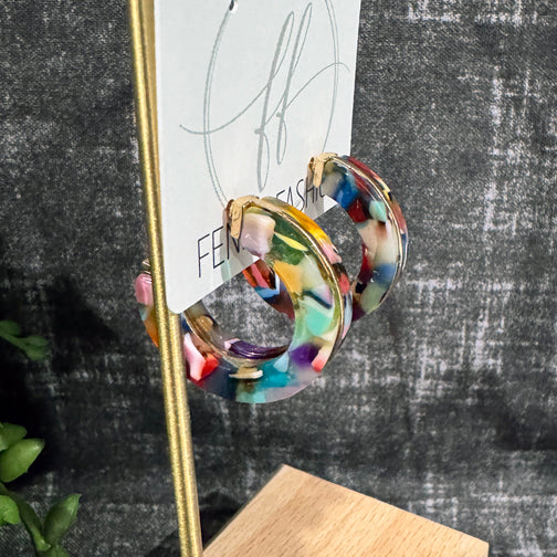 Colorful Hoop Earrings | Resin Hoops | 1" hoop earrings | FENNO FASHION