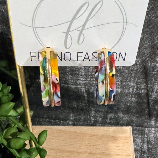 Colorful Hoop Earrings | Resin Hoops | 1" hoop earrings | FENNO FASHION