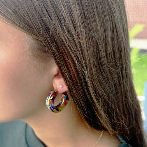 Colorful Hoop Earrings | Resin Hoops | 1" hoop earrings | FENNO FASHION