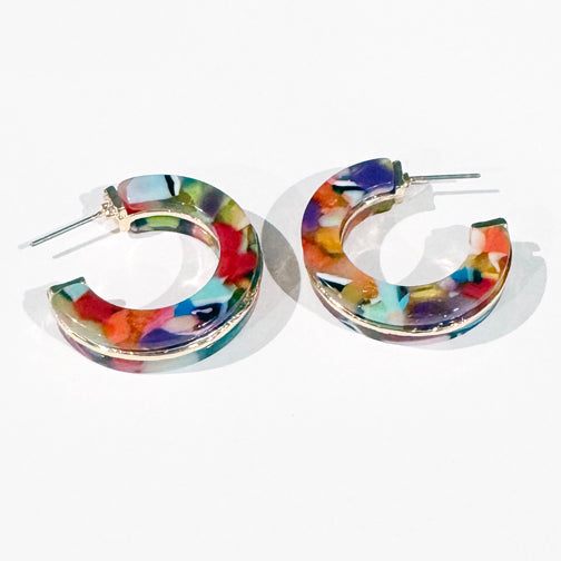 Colorful Hoop Earrings | Resin Hoops | 1" hoop earrings | FENNO FASHION