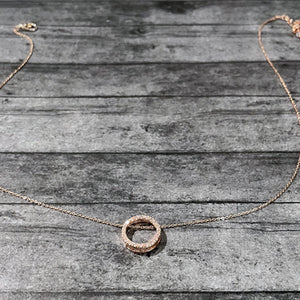 Crystal Circle Necklace | Rose Gold Dainty Necklace | FENNO FASHION | Megan Fenno