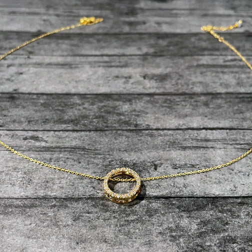 Crystal Circle Necklace | Silver Dainty Necklace | FENNO FASHION | Megan Fenno