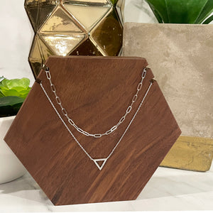 Crystal-Lined Open Triangle Dainty Necklace