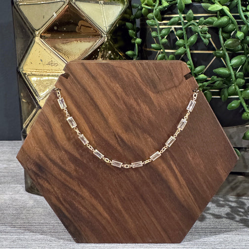 Crystal Baguette Necklace | Crystal Layering Necklace | Gold Layering Necklace | FENNO FASHION