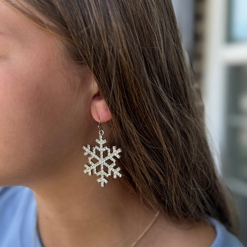 Crystal Snowflake Earrings | Christmas Earrings | Christmas Jewelry | Silver Snowflake Jewelry | FENNO FASHION