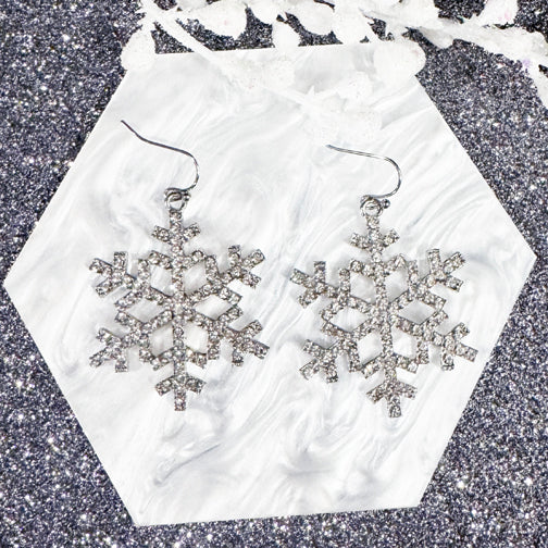 Crystal Snowflake Earrings | Christmas Earrings | Christmas Jewelry | Silver Snowflake Jewelry | FENNO FASHION