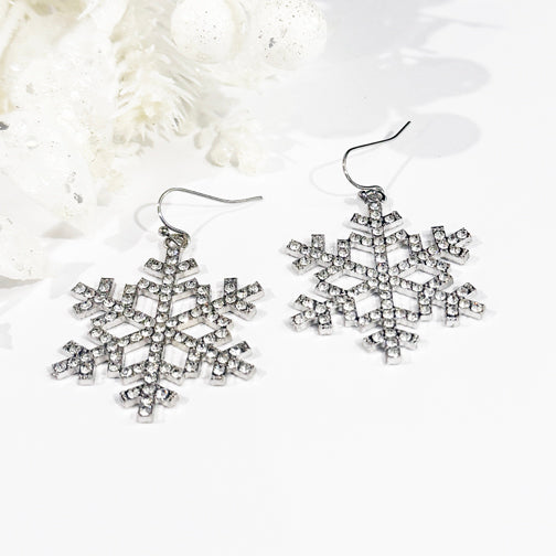 Crystal Snowflake Earrings | Christmas Earrings | Christmas Jewelry | Silver Snowflake Jewelry | FENNO FASHION