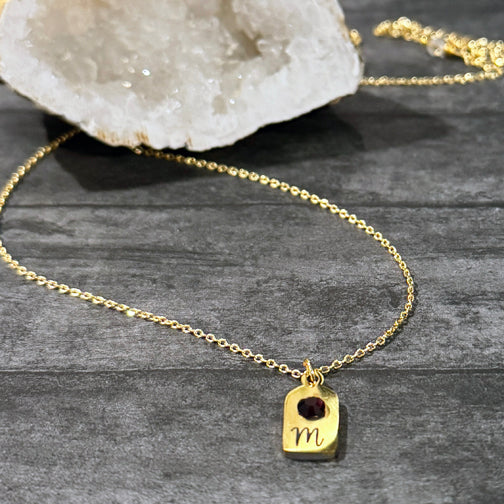 Custom Laser Engraved Jewelry | Laser Engraved Initials and Birthstones | Birthstone Necklace | FENNO FASHION