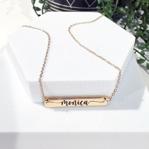 Custom Name Necklace | Custom Bar Necklace with Name | Engraved Jewelry | Engraved Necklace | FENNO FASHION