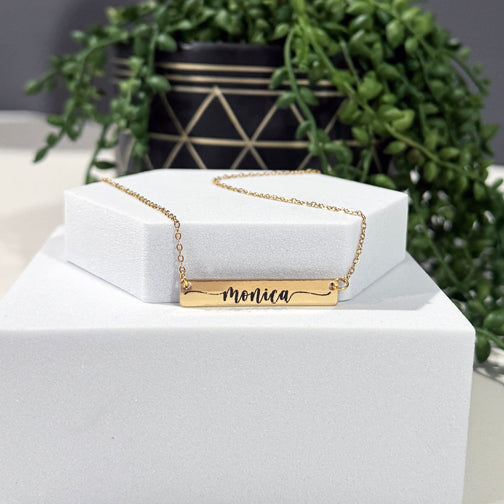 Custom Name Necklace | Custom Bar Necklace with Name | Engraved Jewelry | Engraved Necklace | FENNO FASHION