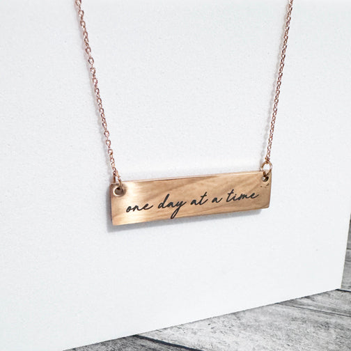 Custom Quote Laser Engraved Necklace | Bar Necklace | Laser Engraved Jewelry | Custom Laser Engraved Necklace | Cincinnati Jewelry Designer | FENNO FASHION