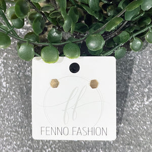 Tiny Hexagon Stud Earrings | Gold Hexagon Stud Earrings | FENNO FASHION