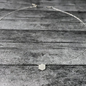 Dainty Silver Hexagon Necklace | FENNO FASHION