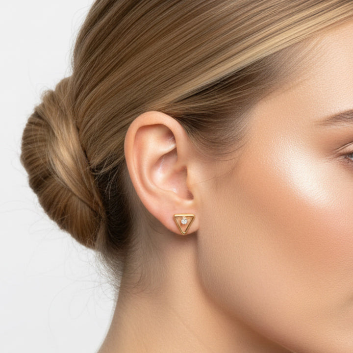 Dainty Geometric Earrings | Triangle Stud Earrings | Cincinnati Jewelry Designer | FENNO FASHION