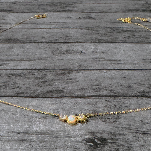 Dainty Gold Opal Necklace | Dainty Opal Jewelry | FENNO FASHION