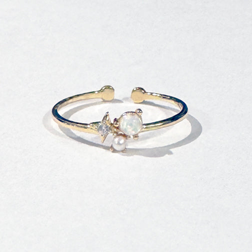 Dainty  Gold Opal Ring | Adjustable Opal Ring | FENNO FASHION