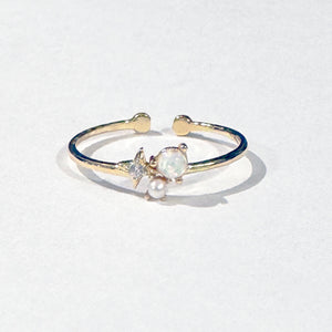 Dainty  Gold Opal Ring | Adjustable Opal Ring | FENNO FASHION