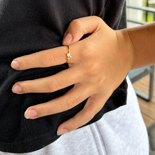 Dainty  Gold Opal Ring | Adjustable Opal Ring | FENNO FASHION