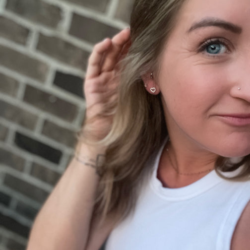 Dainty Heart Studs | Silver Heart Stud Earrings | Crystal Heart Earrings | FENNO FASHION