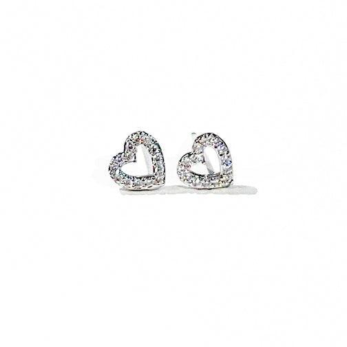 Dainty Heart Studs | Silver Heart Stud Earrings | Crystal Heart Earrings | FENNO FASHION