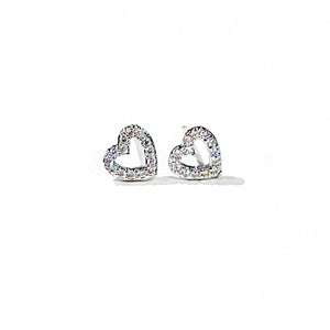 Dainty Heart Studs | Silver Heart Stud Earrings | Crystal Heart Earrings | FENNO FASHION
