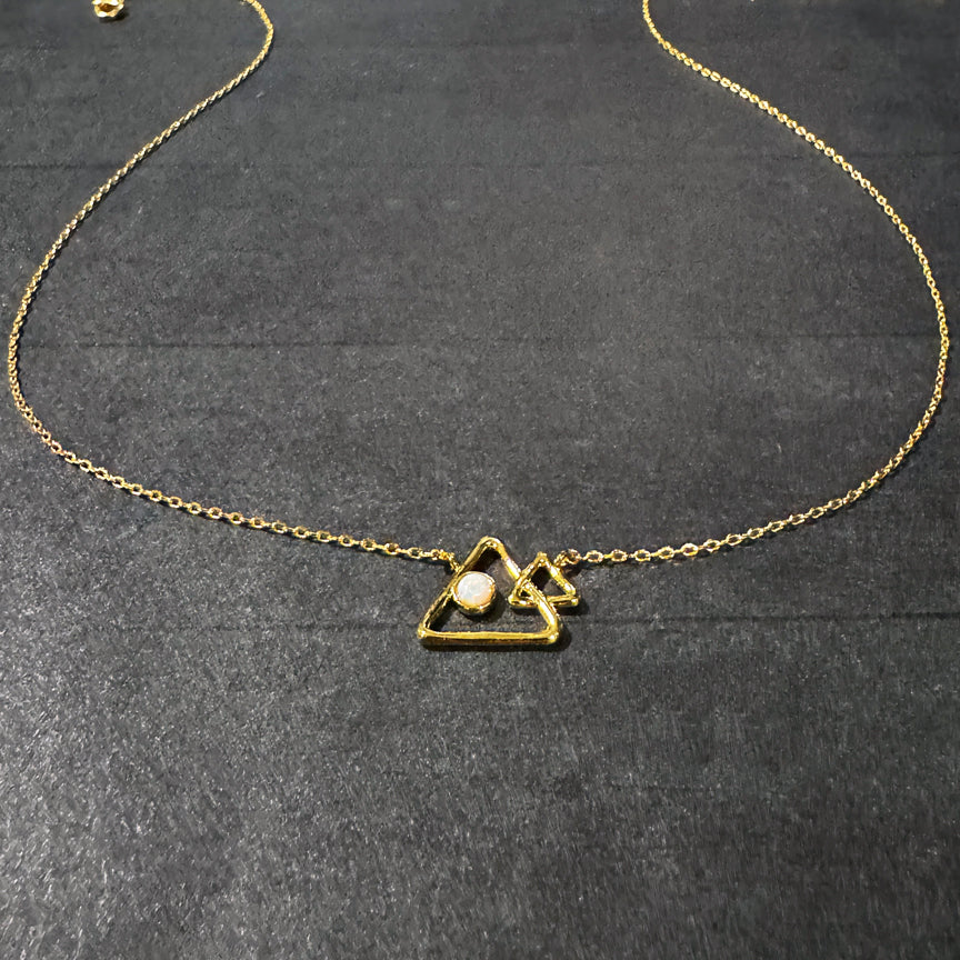 Dainty Opal Necklace | Geometric Pendant Necklace | FENNO FASHION