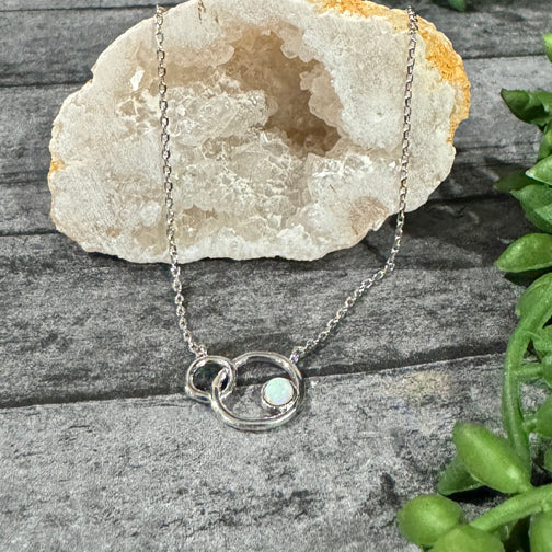 Dainty Opal Necklace | Interlocking Circles Necklace | Small Opal Necklace | FENNO FASHION