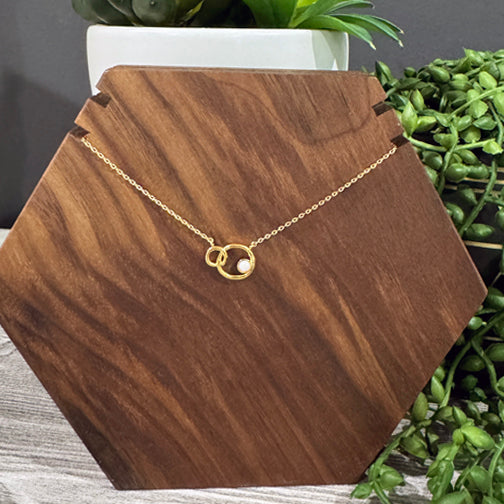 Dainty Gold  Opal Necklace | Dainty Opal Necklace | Interlocking Circles Necklace | Small Opal Necklace | FENNO FASHION