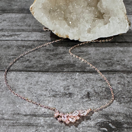 Dainty Rose Gold Necklace | Dainty Crystal Necklace | FENNO FASHION