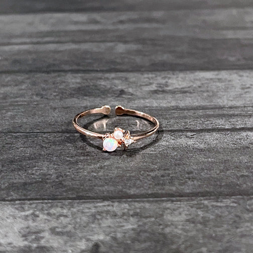 Dainty Rose Gold Opal Ring | Adjustable Opal Ring | FENNO FASHION
