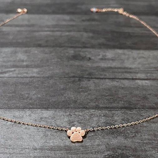 Dainty Rose Gold Paw Print Necklace | Animal Lovers Jewelry | Paw Print Necklace | Necklace for Dog Lovers | FENNO FASHION