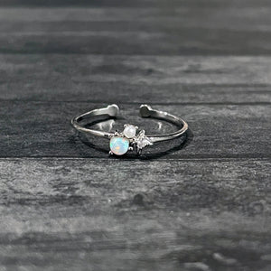 Dainty Silver Opal Ring | Adjustable Opal Ring | FENNO FASHION