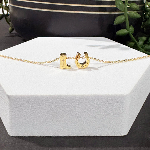 Dainty Western Necklace | Cowboy Boot Necklace | Horseshoe Necklace | Jewelry for a Country Concert | FENNO FASHION 