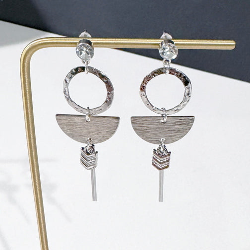 Eclectic Geo Dangling Post Earrings | Geometric Earrings | Unique Earrings | Silver and Gold Bar Earrings | FENNO FASHION