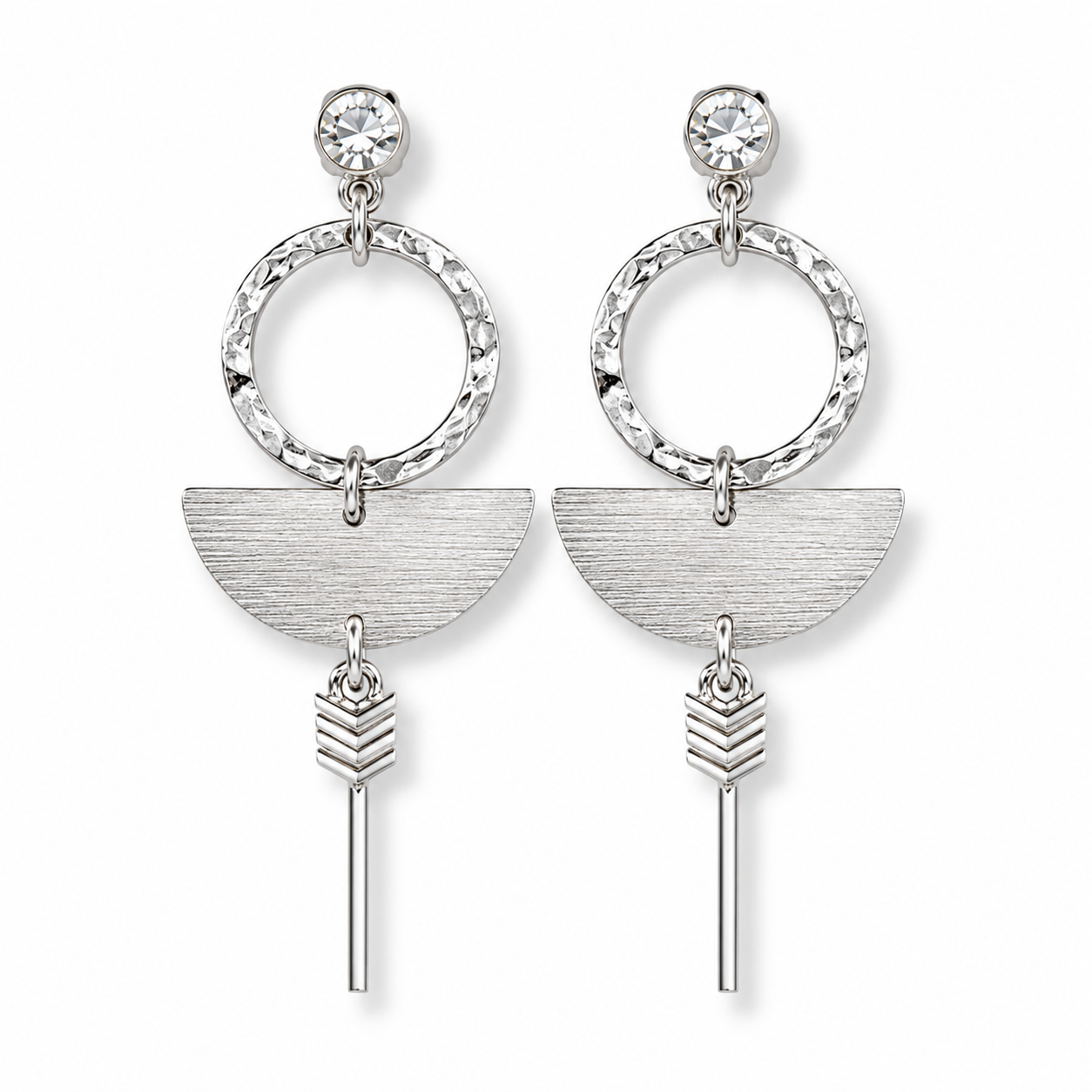 Eclectic Geo Dangling Post Earrings | Geometric Earrings | Unique Earrings | Silver and Gold Bar Earrings | FENNO FASHION
