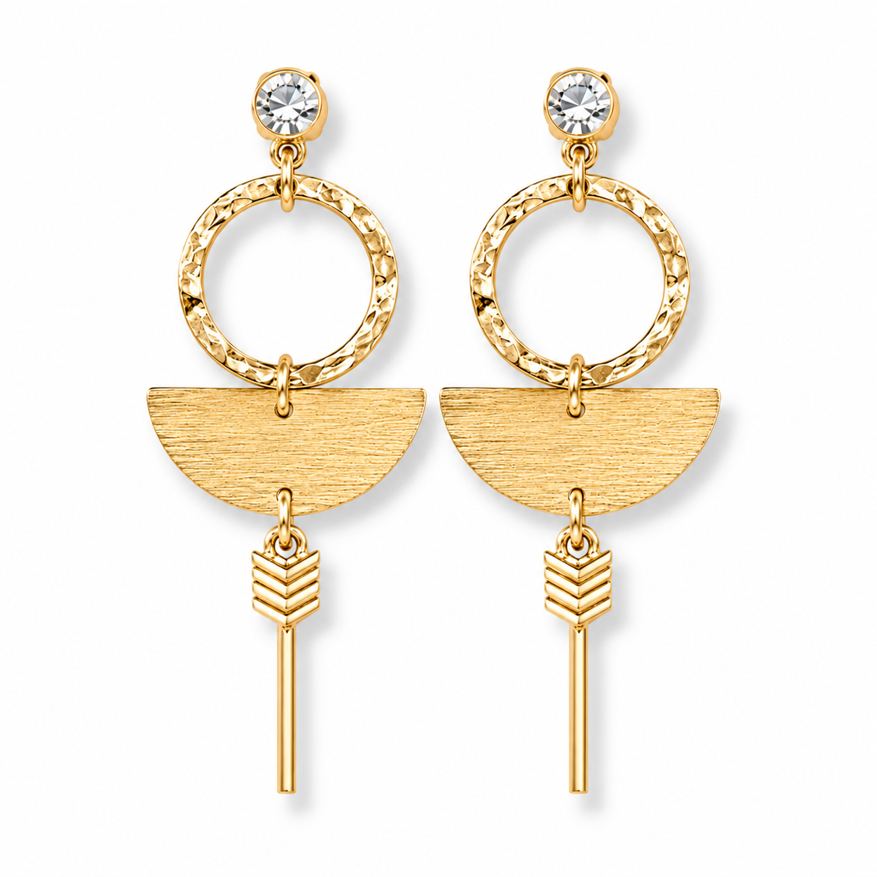 Eclectic Geo Dangling Post Earrings | Geometric Earrings | Unique Earrings | Silver and Gold Bar Earrings | FENNO FASHION