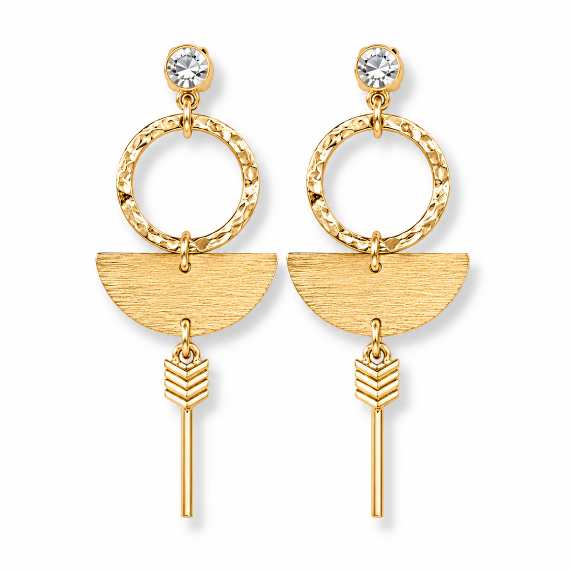 Eclectic Geo Dangling Post Earrings | Geometric Earrings | Unique Earrings | Silver and Gold Bar Earrings | FENNO FASHION