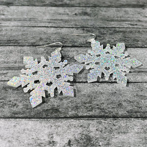 Glitter Snowflake Earrings | Snowflake Christmas Earrings | FENNO FASHION