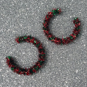 Tinsel Earrings | Christmas Hoop Earrings | Christmas Earrings | FENNO FASHION