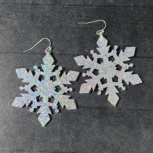 Glitter Snowflake Earrings | Snowflake Christmas Earrings | FENNO FASHION