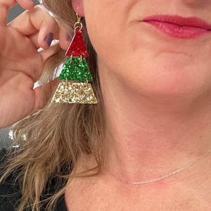 Glitter Christmas Tree Earrings | Christmas Earrings | Christmas Tree Earrings | FENNO FASHION
