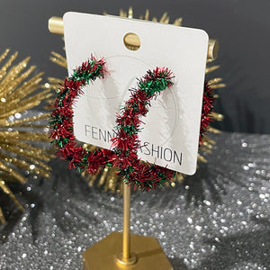 Tinsel Earrings | Christmas Hoop Earrings | Christmas Earrings | FENNO FASHION