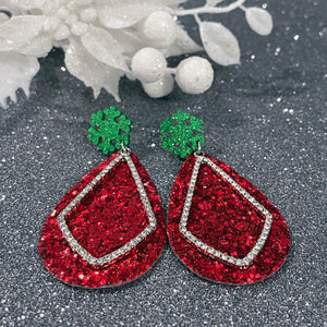 Red Christmas Earrings | Glitter Christmas Earrings | Statement Christmas Earrings | FENNO FASHION