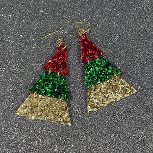 Glitter Christmas Tree Earrings | Christmas Earrings | Christmas Tree Earrings | FENNO FASHION