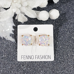 Glitter Stud Earrings | Christmas Earrings | Christmas Stud Earrings | Square Glitter Studs | FENNO FASHION